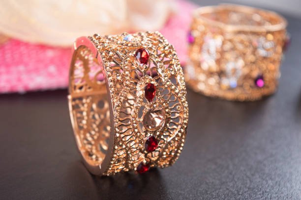 semi precious jewellery bangles on table, artificial jewellery
