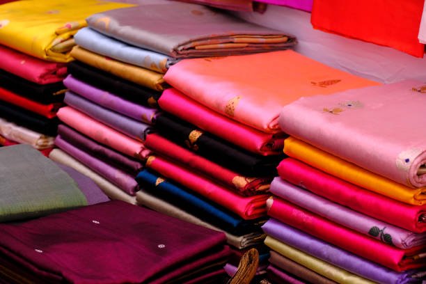 Hand Weaving Silk and Handloom Sarees, saree with golden details, woman wear on festival, ceremony and weddings, expensive sarees are famous for their gold zari, brocade. Incredible India.